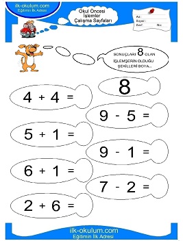 Çocuklar İçin toplam işlemi yaprak testleri 